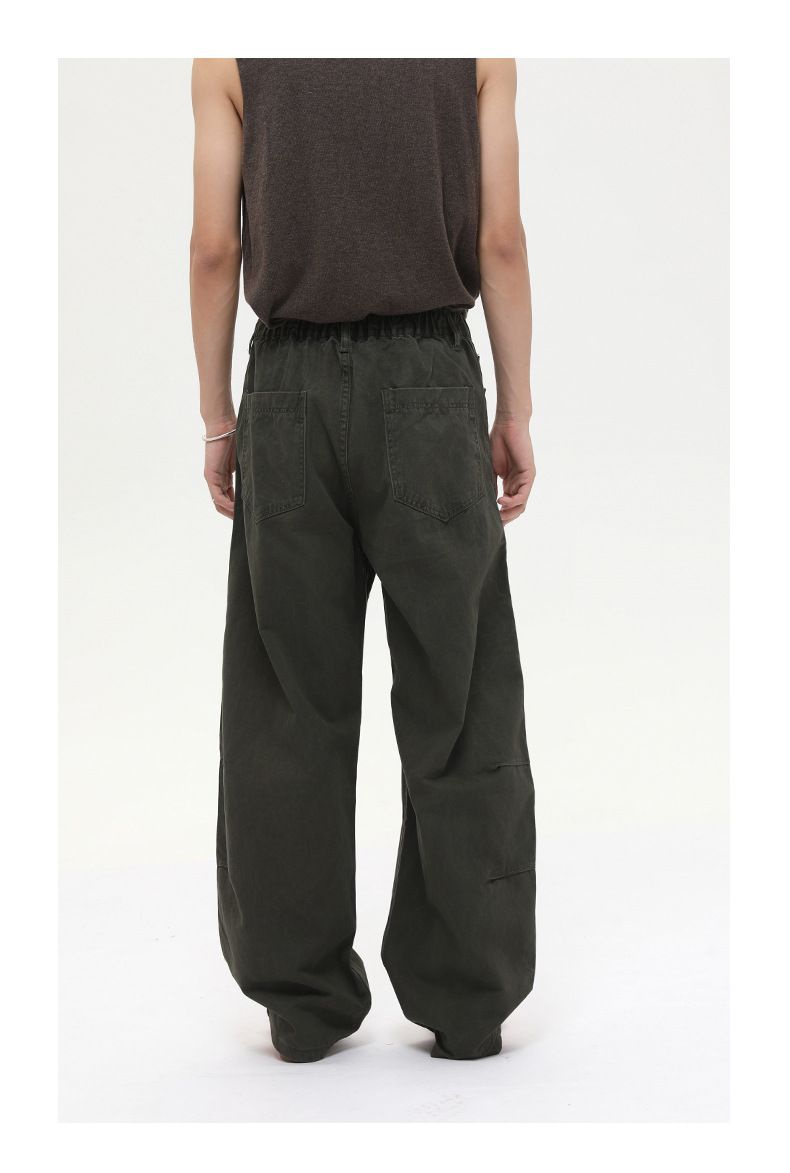 Jeans da uomo larghi, lavati e consumati con orlo asimmetrico - Pantaloni casual da streetwear per tutti i giorni_voghion.com