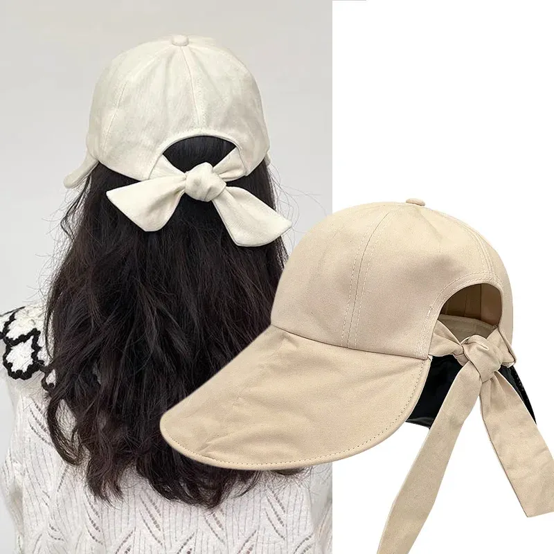 Cappello estivo da donna alla moda per il sole, tesa larga, protezione UV per il collo, cappelli da spiaggia, fiocco, cappelli da pescatore, pieghevoli, coda di cavallo, viaggio, Panama_voghion.com