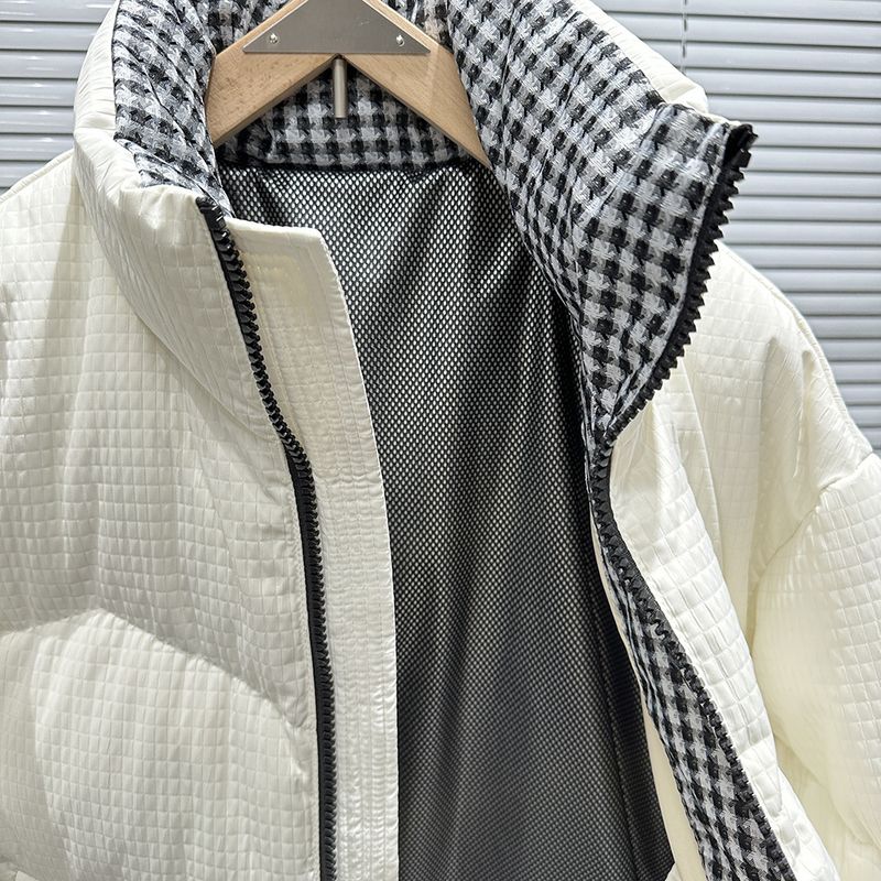 Men's Clothing men's Coat jacket fashion small plaid Coat jacket stand collar heat storage lining men's Coat jacket in stock_voghion.com