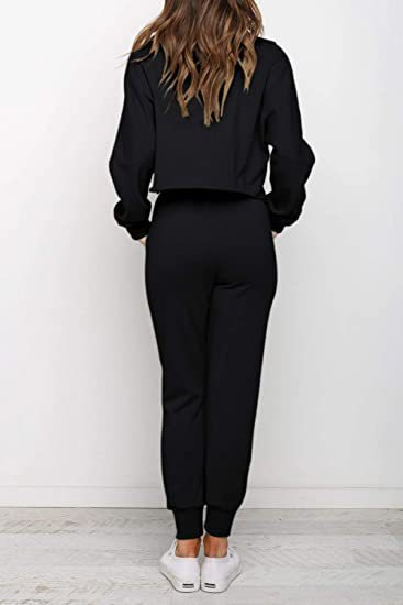 2021 Herbst Winter Neue Damenmode Einfarbig Langarm Jogginghose Zweiteiliges Sport-Casual-Set_voghion.com
