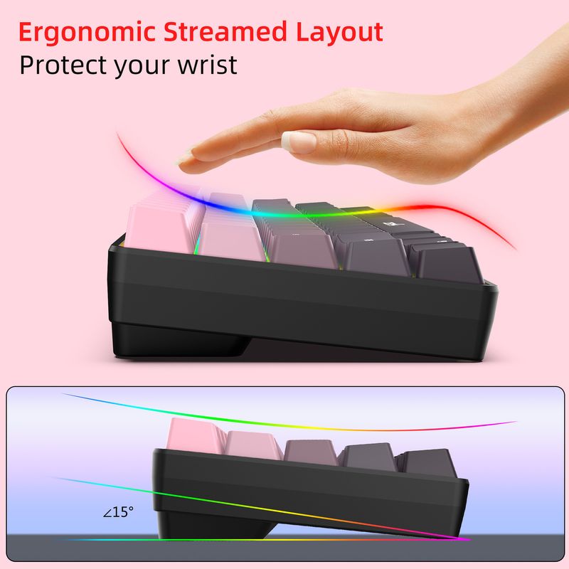 Tastiera a membrana cablata con colori sfumati a 68 tasti, tasti a iniezione bicolore senza conflitti a 25 tasti, retroilluminazione RGB_voghion.com