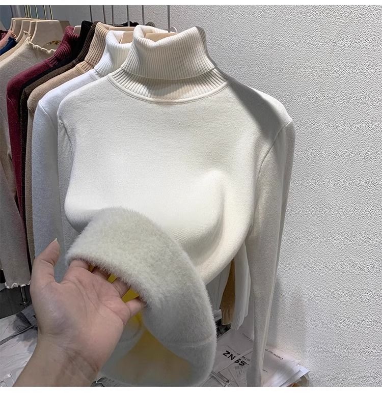 Abbigliamento da donna più velluto e ispessimento autunno e inverno nuovo stile un pezzo visone velluto interno top bottoming camicia per le donne inverno spesso_voghion.com