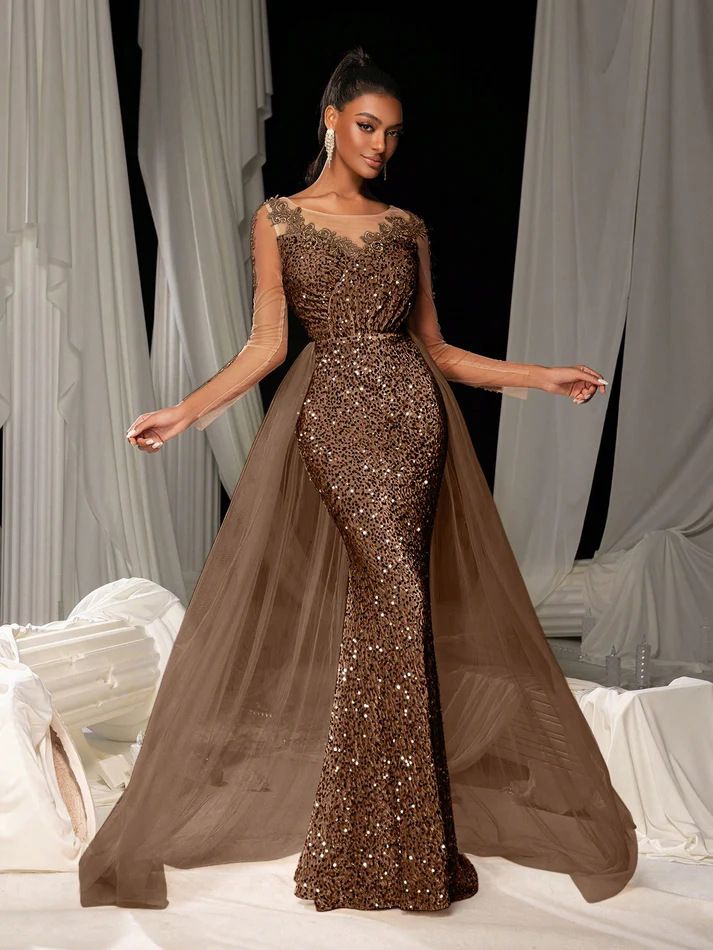 2025 vestido de fiesta de mujer con falda larga, temperamento, moda y elegante, vestido de noche de fiesta de encaje largo_voghion.com