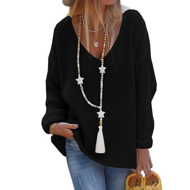 Vêtements pour femmes pulls pour femmes pulls col en v à manches longues hauts tricotés pulls pour femmes_voghion.com