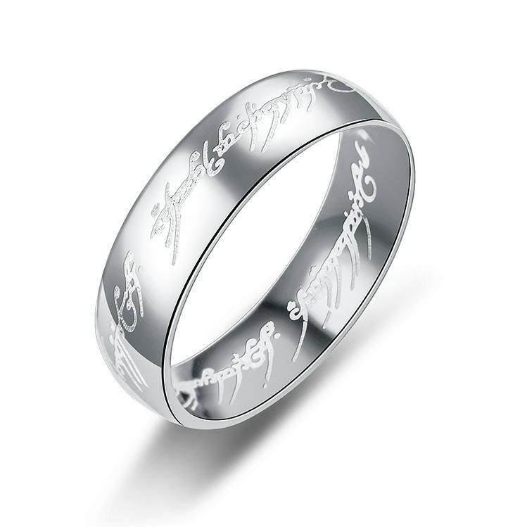 Stainless 6mm Inner Outer Ball Magic Ring Engraving Japanese And Korean Titanium Steel Minimalist Jewelry_voghion.com