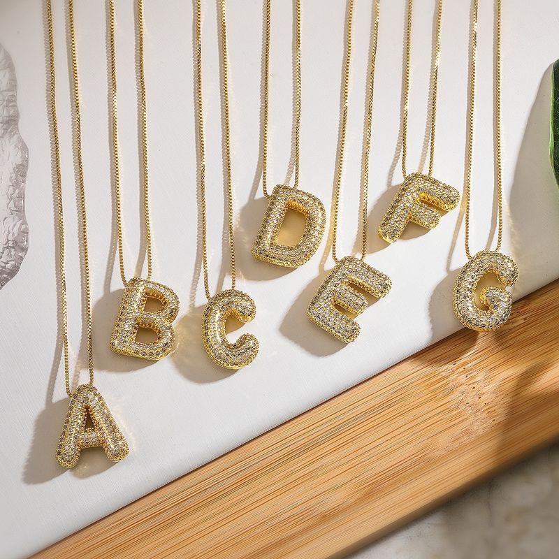 Sieraden nieuwe 26 Engelse letter ketting vrouwelijke ingelegde zirkoon kleine temperament sleutelbeen ketting_voghion.com