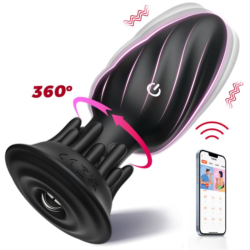 Plug anale con vibrazione rotante e base a stoppino, versione APP, per uomini e donne, flirt, masturbazione anale, giocattoli sessuali per adulti_voghion.com