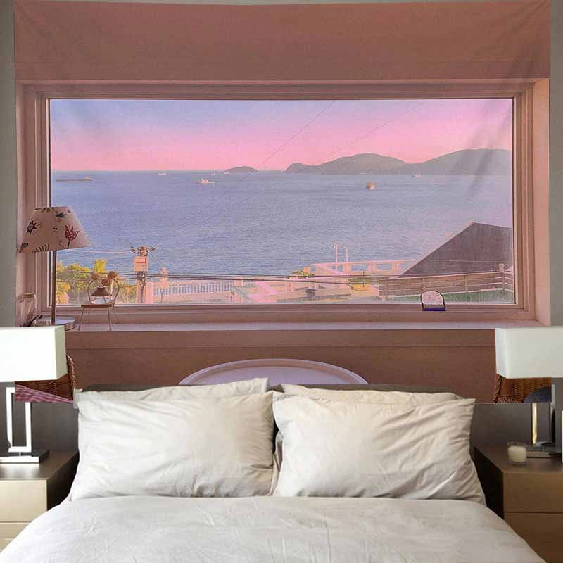 Nordic tapestry ins minimalist internet celebrity live streaming wall hanging fabric Dormitory bedroom bedside_voghion.com