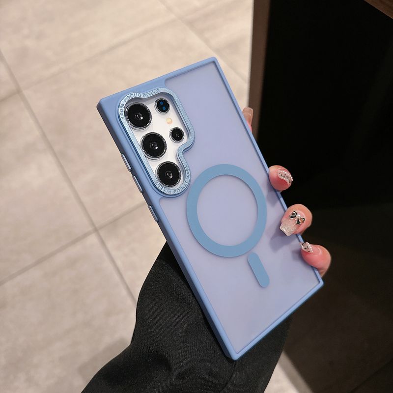 Custodia paraurti ibrida satinata per Samsung Galaxy S25, S24 FE, S23 Plus Ultra, ricarica wireless magnetica traslucida_voghion.com