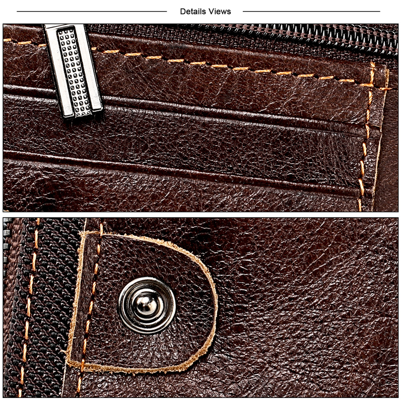 Genuine Leather Wallets for Women Men Small Rfid Wallet Short Bifold Card Holder Men's Wallet with 3 Zipper Pockets Coin_voghion.com