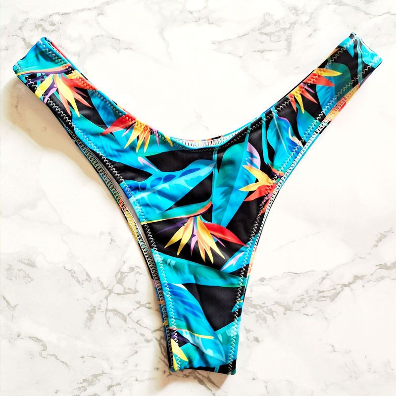 New Printed Women's Sexy Two-Piece Bikini Brazilian Hot Spring V-String Swim Bottoms_voghion.com