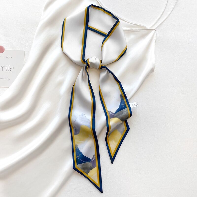 Fascia per capelli lunga dipinta a olio, stile, temperamento alla moda in stile occidentale, piccola sciarpa, striscia lunga primaverile e autunnale,_voghion.com