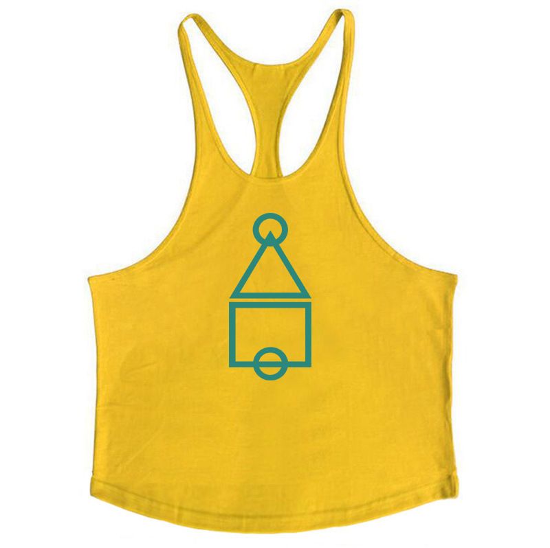 Sommarmuskelträning Brother Fitness Linne för män Elastisk Racerback-rem i ren bomull_voghion.com