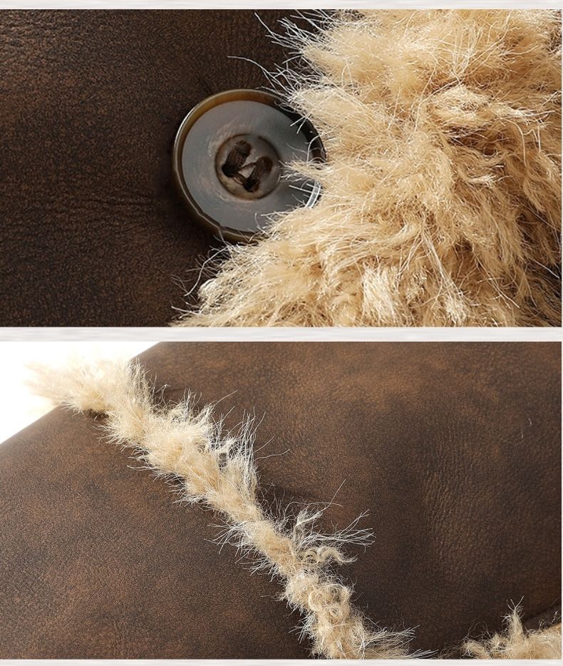 Giubbotto bomber invernale da uomo in similpelle con fodera in pile – Antivento, fodera in peluche, vestibilità comoda (M-5XL) – Caffè e cachi_voghion.com