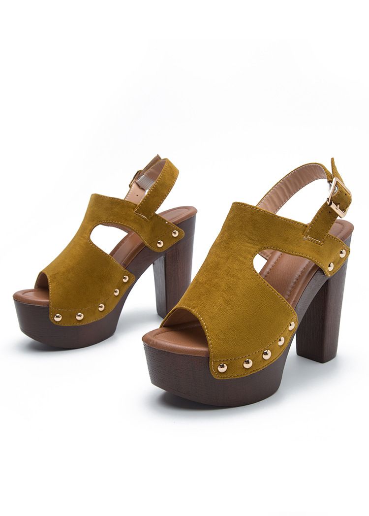 Women's Wide Width Chunky Heel Peep-Toe Booties - Comfortable Solid Color Summer Sandals For Women_voghion.com