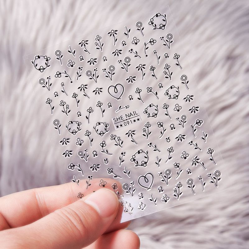 Japanese Style New Black Heart Nail Stickers - Ins Minimalist Line Love Stripes Nail Decals_voghion.com