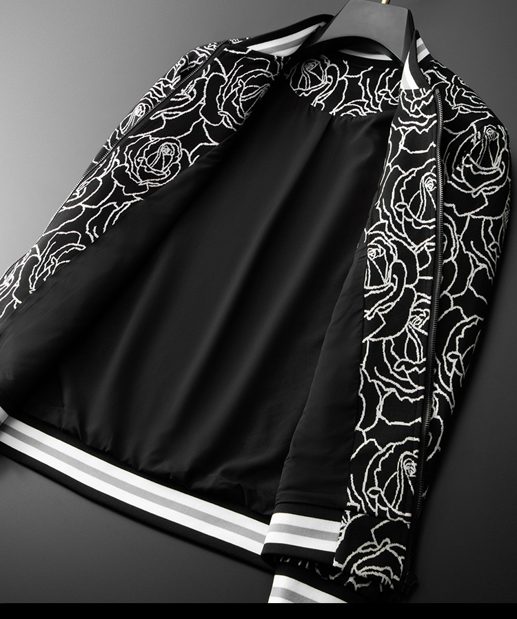 Europeisk, eksklusive Jacquard-jakke for menn, høstmotemerketrend 2023, ny brodert baseball-uniformjakke for menn_voghion.com