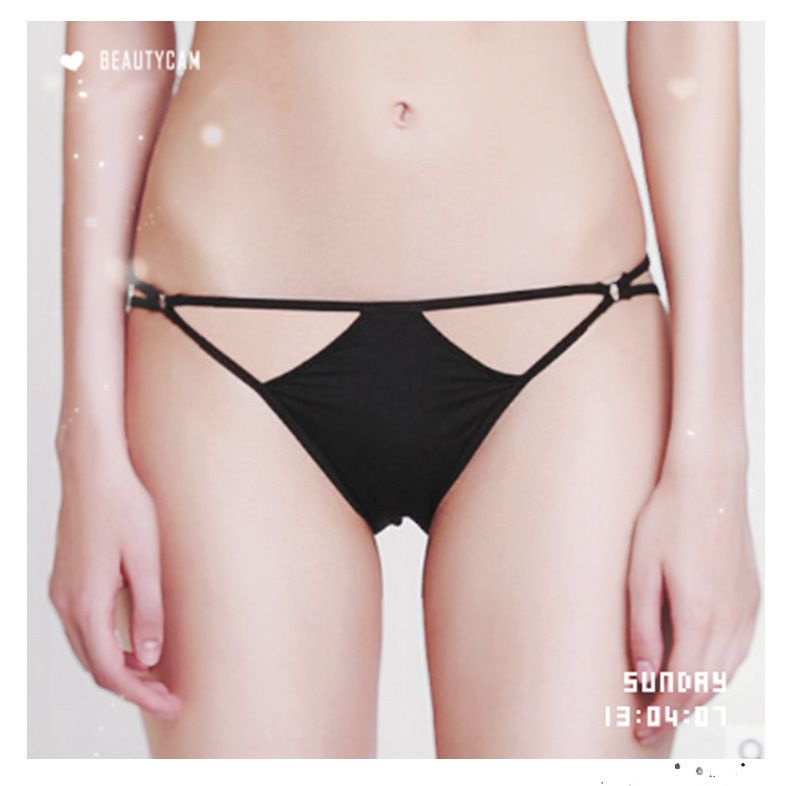 Underwear Girly black lace sheer panties with low rise girly panties_voghion.com