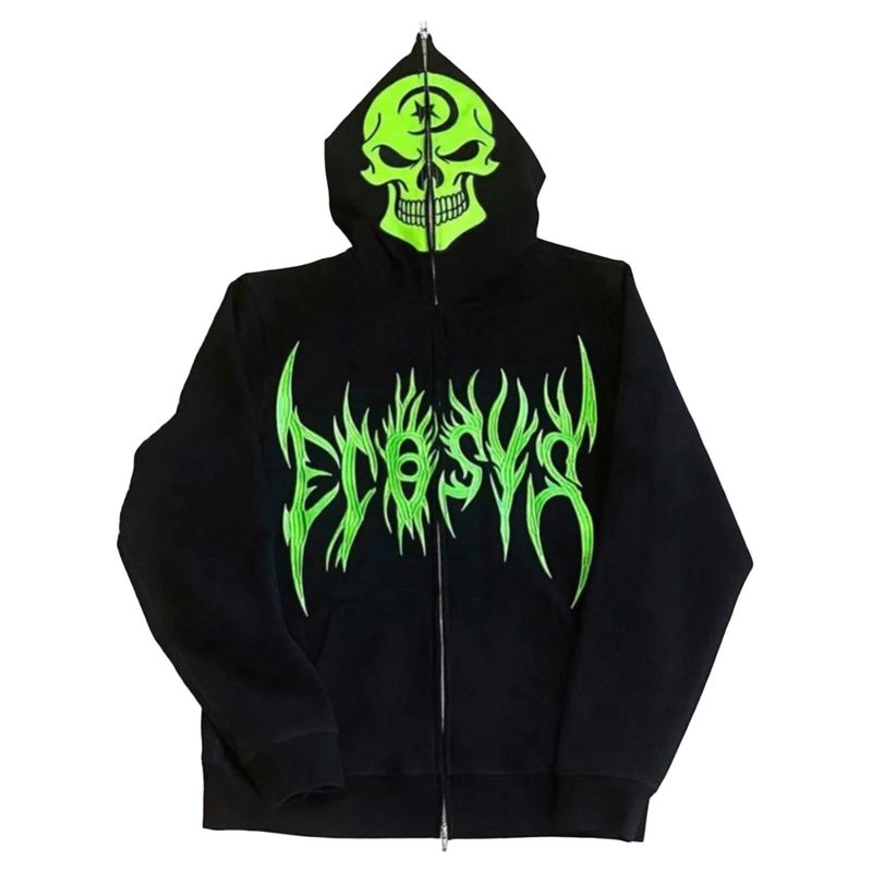 Unisex-Hoodie mit Totenkopf-Print im Gothic-Stil für Herbst und Winter – ideal für Sport und Freizeit._voghion.com