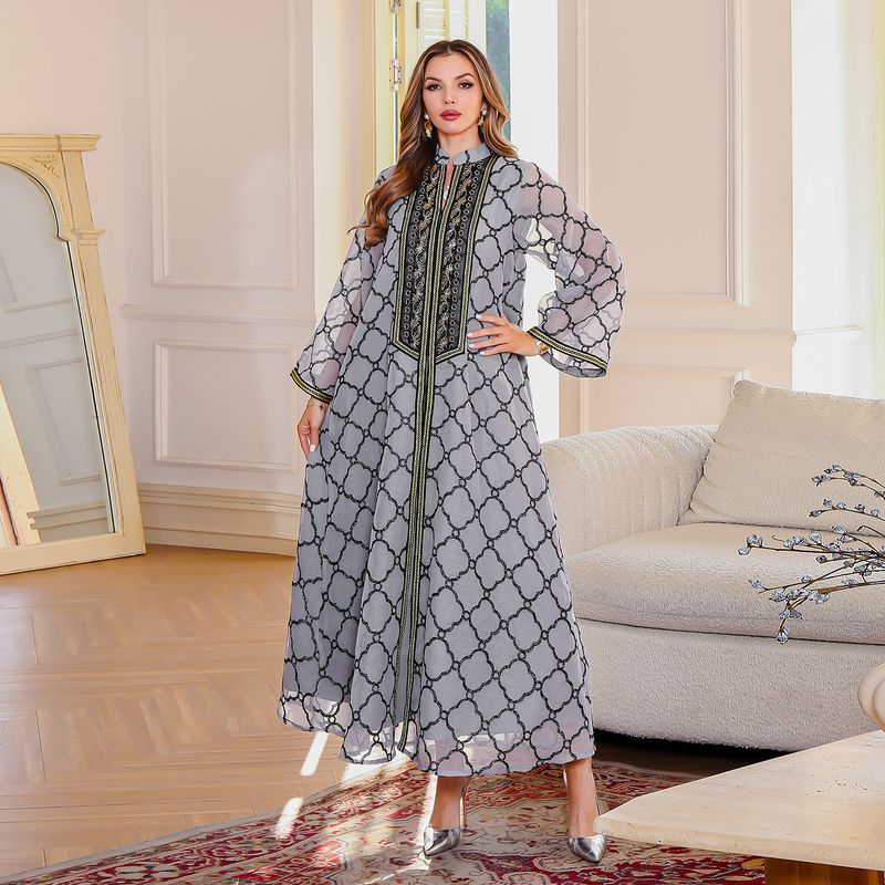 Verve Dubai Abaya Elegante Kleidung Bestickte Robe Muslimische Frauen Langes Kleid_voghion.com