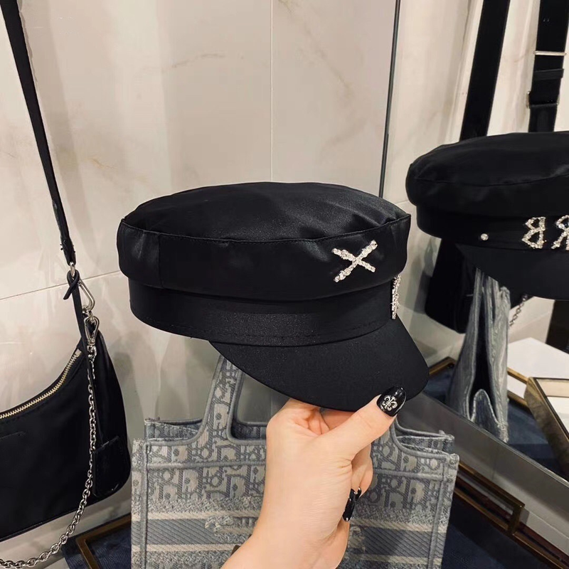 XR Acetate Navy Cap, berretto da strillone da strada in raso versatile alla moda e all'aperto_voghion.com