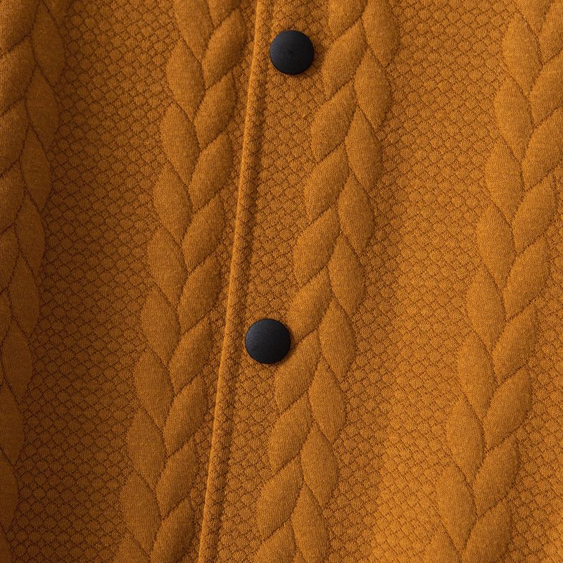 Men's Clothing autumn and winter men's baseball jacket knitted heavy jacquard solid color stand up collar casual drop shoulder button jacket men_voghion.com
