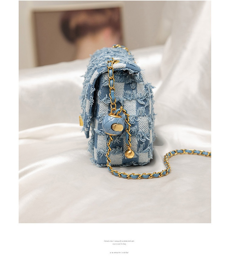 Shoulder Bags High-quality Textured Niche Design Canvas Bags Rhombic Chain Denim Messenger Bags High-end Women's Bags_voghion.com