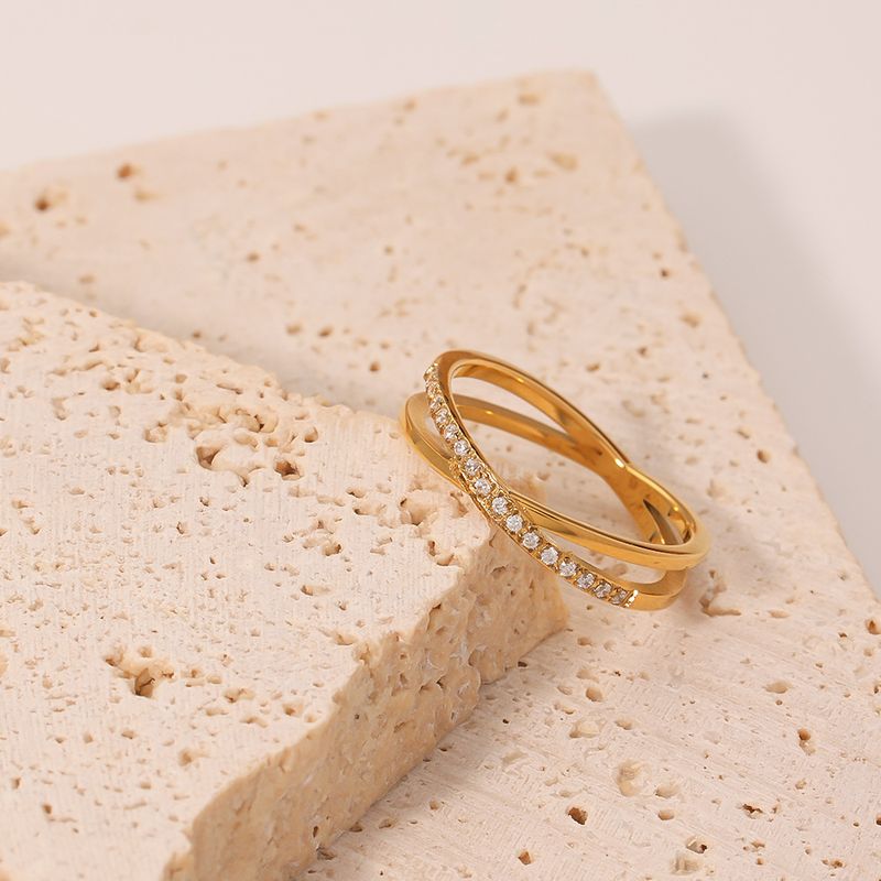 Ins Cross Niche Design Micro Pave Diamond Slim Fashion Simple Style Versatile Elegant Ring_voghion.com