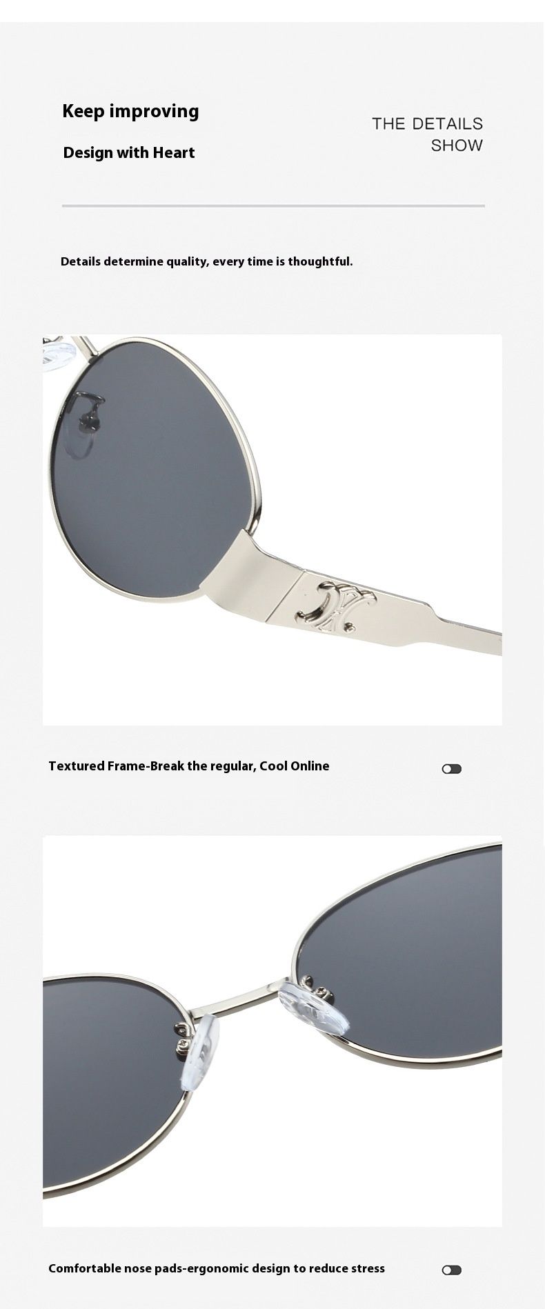 Retro New Small Frame Fashion Sunglasses Hong Kong Style Wear and Match Travel Sunglasses Full Frame Casual Elliptical Frame Glasses_voghion.com