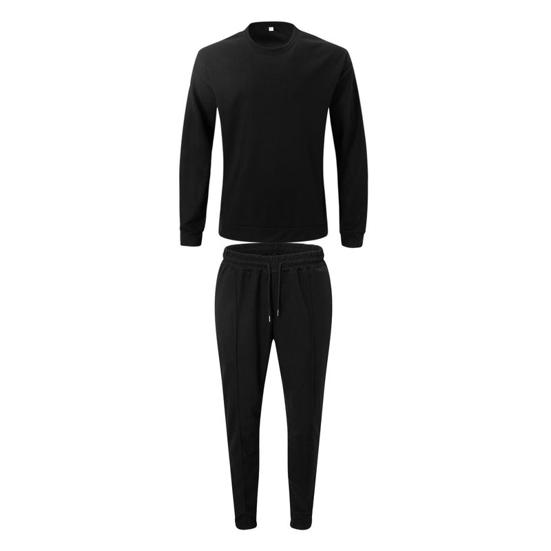 Conjunto de lounge em malha waffle para homens – camiseta e calça de manga comprida para homens (cáqui/preto/azul-marinho, P-XXXG)_voghion.com