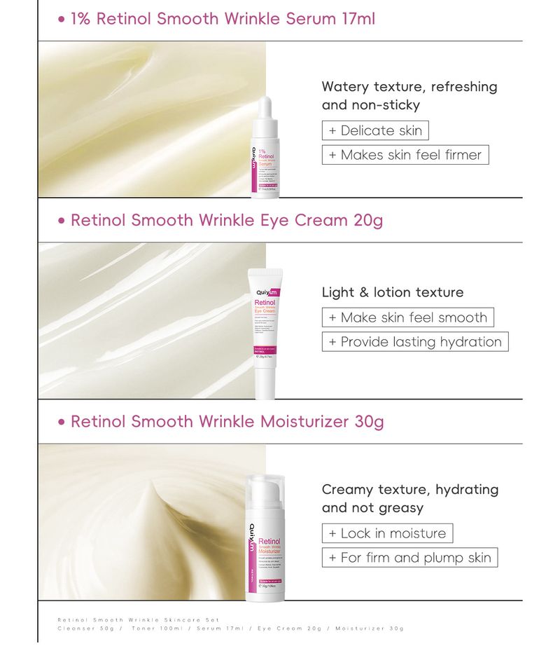 Cross Border QUIYUM Retinol Five Piece Set Hydrating And Moisturizing FDA Skin Care Product Set Manufacturer Spot Wholesale New Product_voghion.com