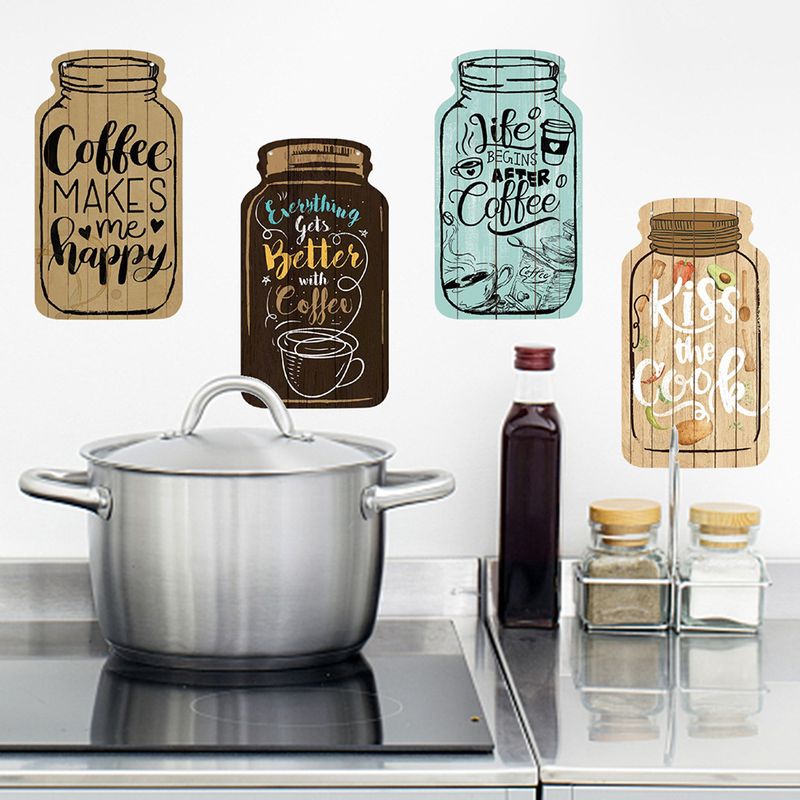 Happy Japanese Bottle Jar Kitchen Self Adhesive Paper N1741 Coffee Shop Decoration Atmosphere Wall Stickers_voghion.com