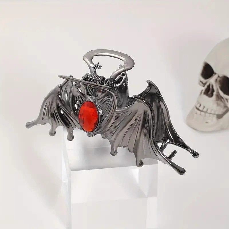 Duża metalowa spinka do włosów z pazurem w kształcie kociego oka i nietoperza, wysokiej jakości, na Halloween, dla kobiet, z tyłu głowy, w kształcie rekina_voghion.com