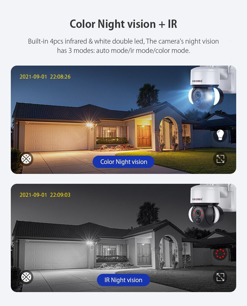 Caméra de sécurité SolarCamera 4G - Caméra extérieure à énergie solaire avec projecteur à détection de mouvement, vision nocturne, étanchéité IP66, stockage cloud_voghion.com