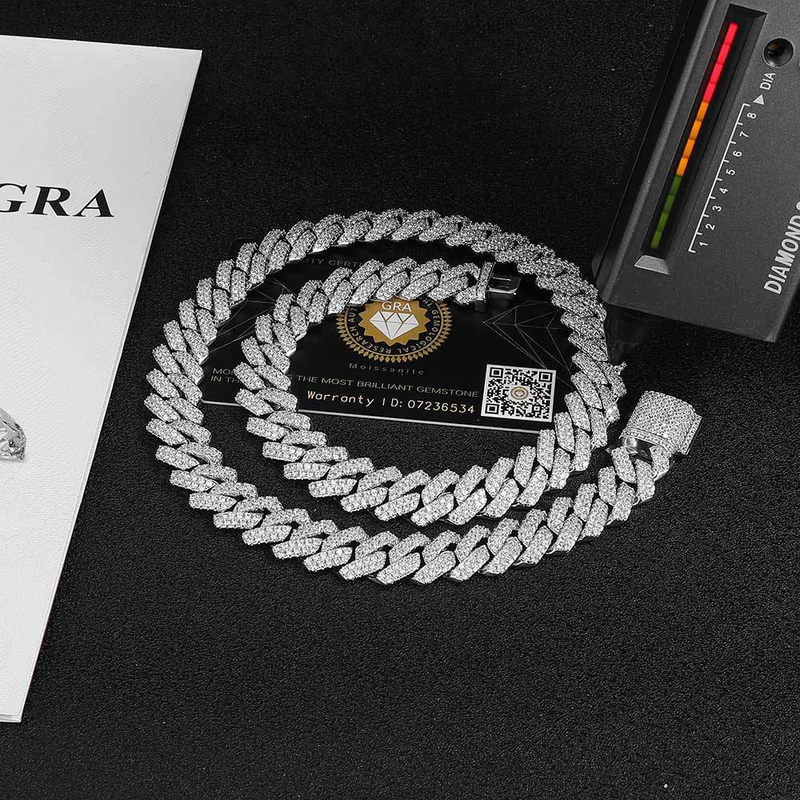 Hip Hop Iced Out Armband S Sterling Sier Man Sieraden Ketting 14MM Moissanite Cubaanse Link Chain Voor Mannen_voghion.com