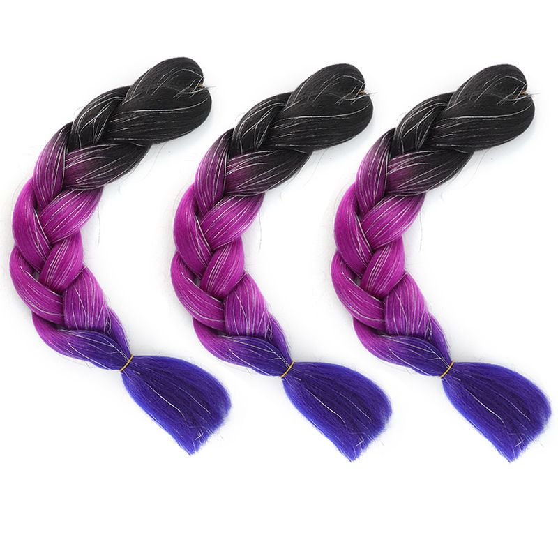 African laser silk wig Colored dreadlocks Hair rope Gradient chemical fiber big braid Hip Hop dreadlocks hair braid_voghion.com