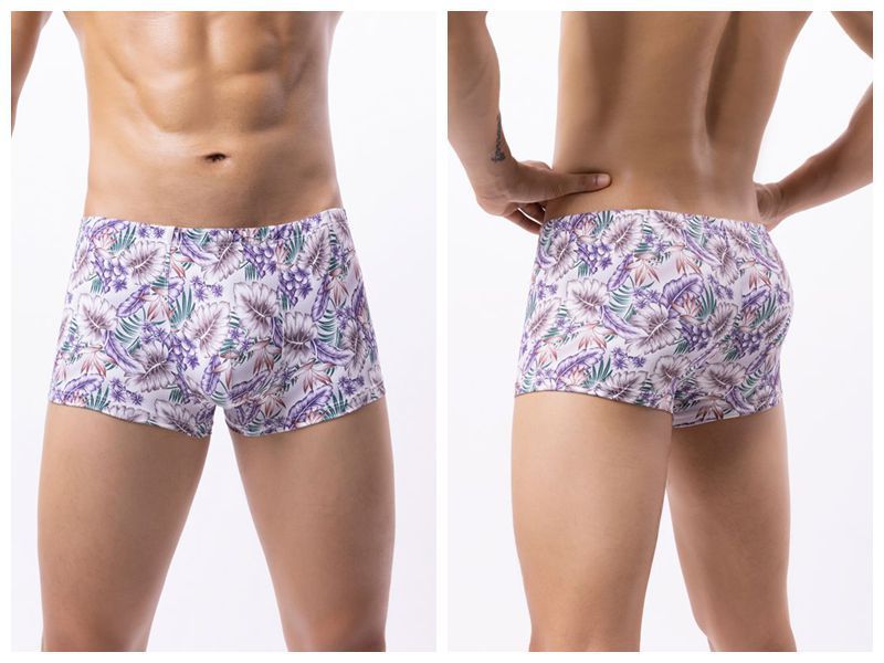 LuvBox 2024 Nuovi Boxer da Uomo in Seta di Latte Stampata, Traspiranti e Comodi, Multicolore, con Motivo a Rosa_voghion.com
