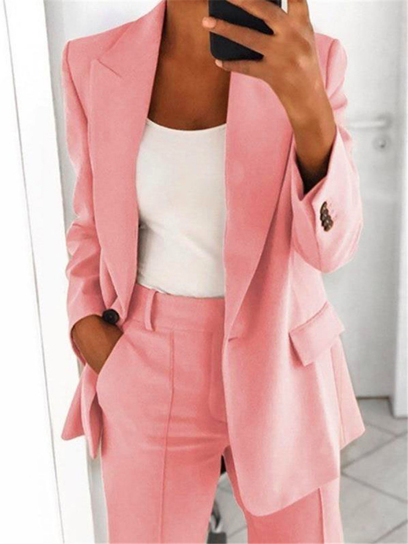 Mode Revers Slanke Vest Temperament Jasje Broekpak Dames_voghion.com