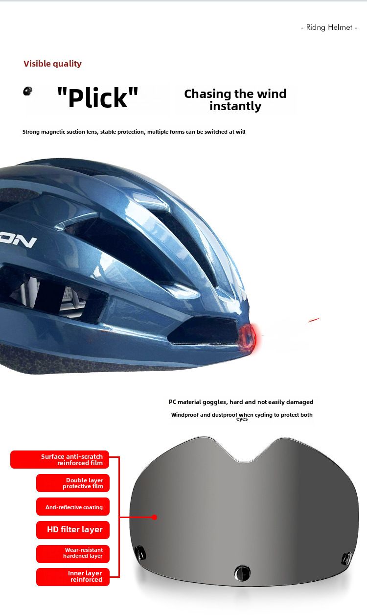 Lunettes magnétiques avec feux arrière Casque d'équitation Vélo VTT vélo de route casque de sécurité intégré pour hommes et femmes_voghion.com
