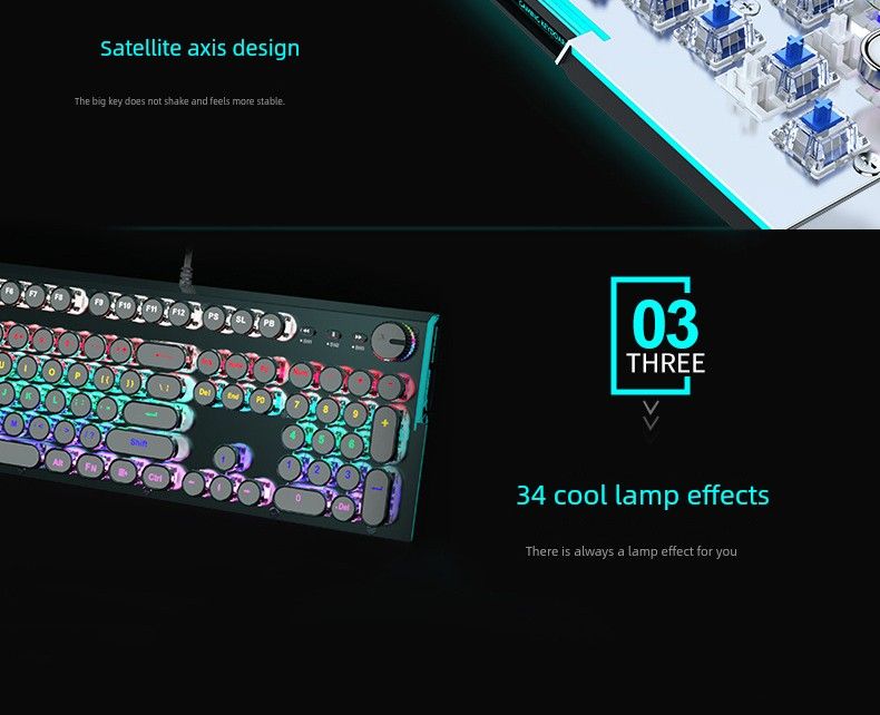 X60 Steam Transparent Punk Retro Nical Key Mouse Suit Gaming Male Titanium Alloy Keyboard With Knob_voghion.com