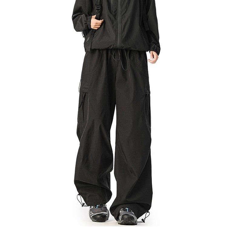 001 Outdoor Functional Cargo Men Autumn American High Street Pleated Paratrooper Trendy Brand Wide-Leg Workwear Casual Long_voghion.com