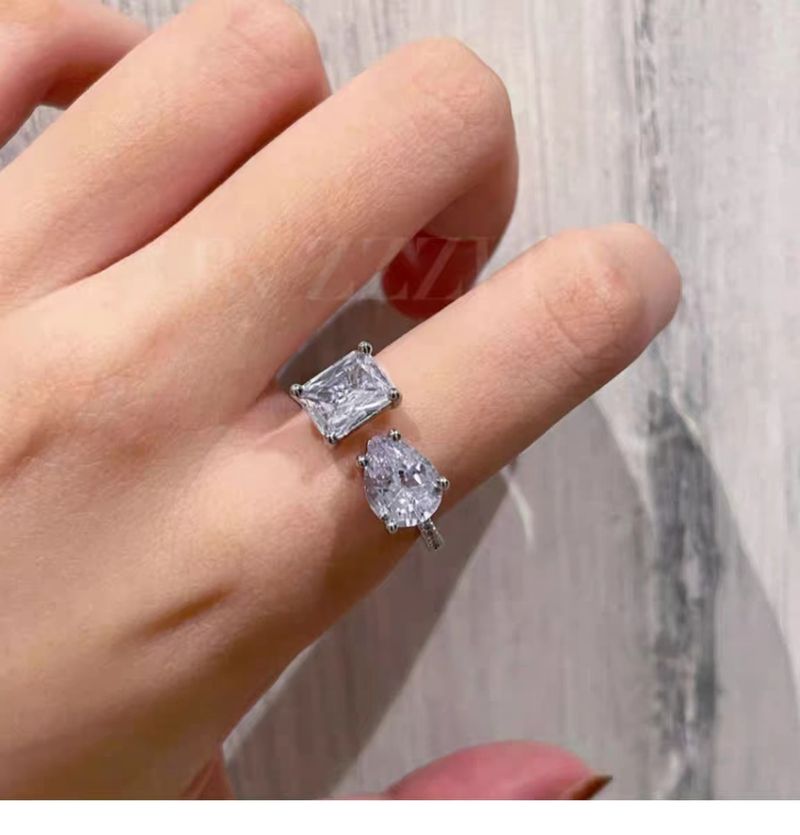 Accessories Water Drop Rectangular Ring Geometric Opening Adjustable Hand Jewelry_voghion.com