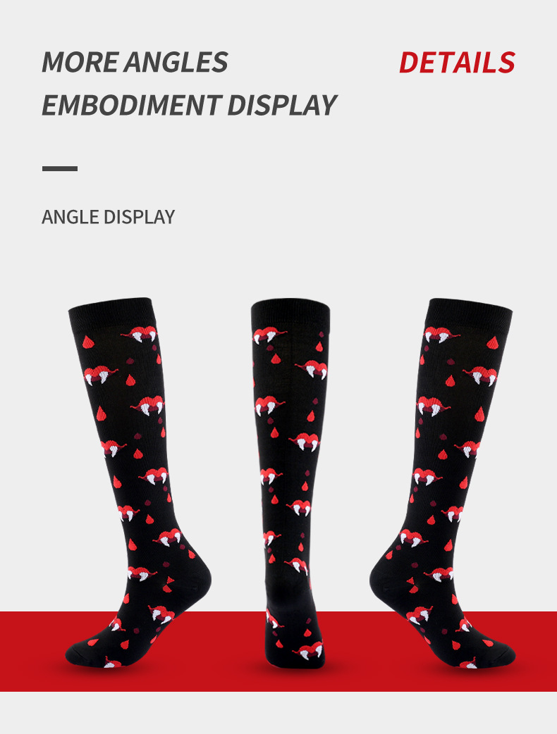 outdoor sports cycling compression socks for men and women multi color running elastic calf socks Halloween pressure socks_voghion.com
