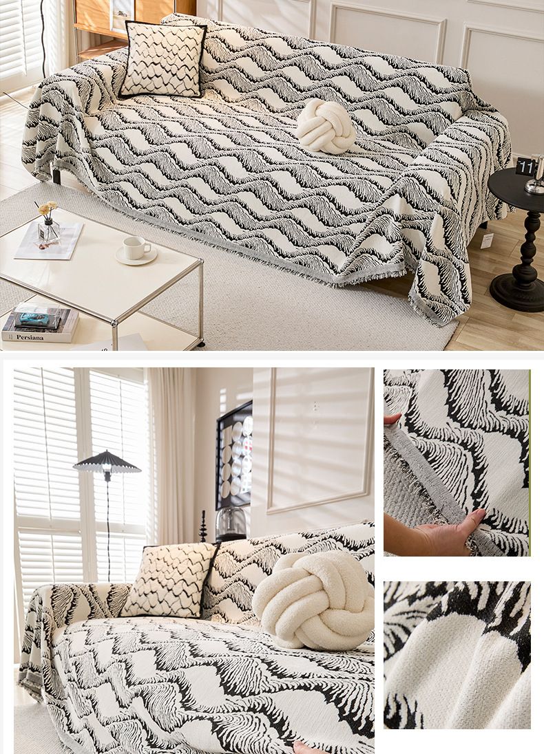 Modern Minimalist Geometric Sofa Cover Throw Blanket - Soft Chenille Fabric, Stylish Protection For Couches And Sectionals_voghion.com