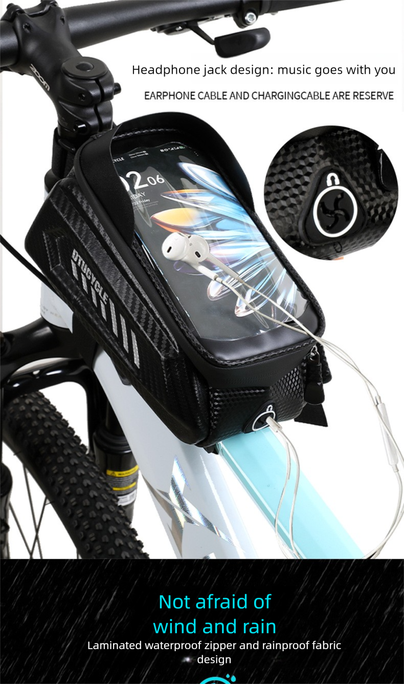 DTUCYCLE/Neue Fahrrad-Satteltasche für den Vorderrahmen, EVA-Hartschale, wasserdicht, für Telefon, Touchscreen_voghion.com