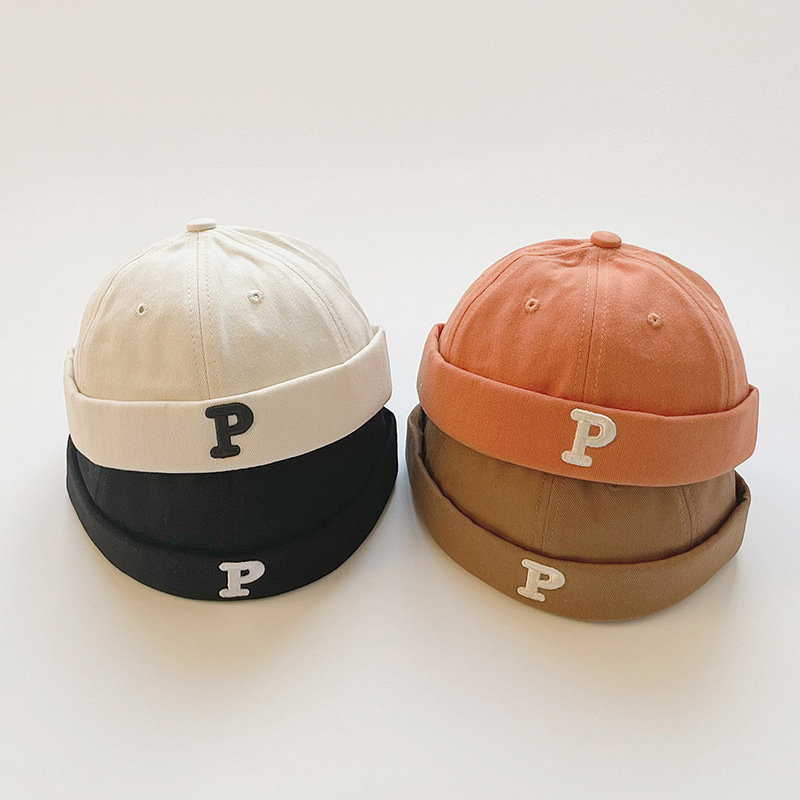 Sombrero sin ala para bebé con letras Vintage bordadas, gorro Docker de Hip Hop para niños y niñas, gorros ajustables para niños_voghion.com
