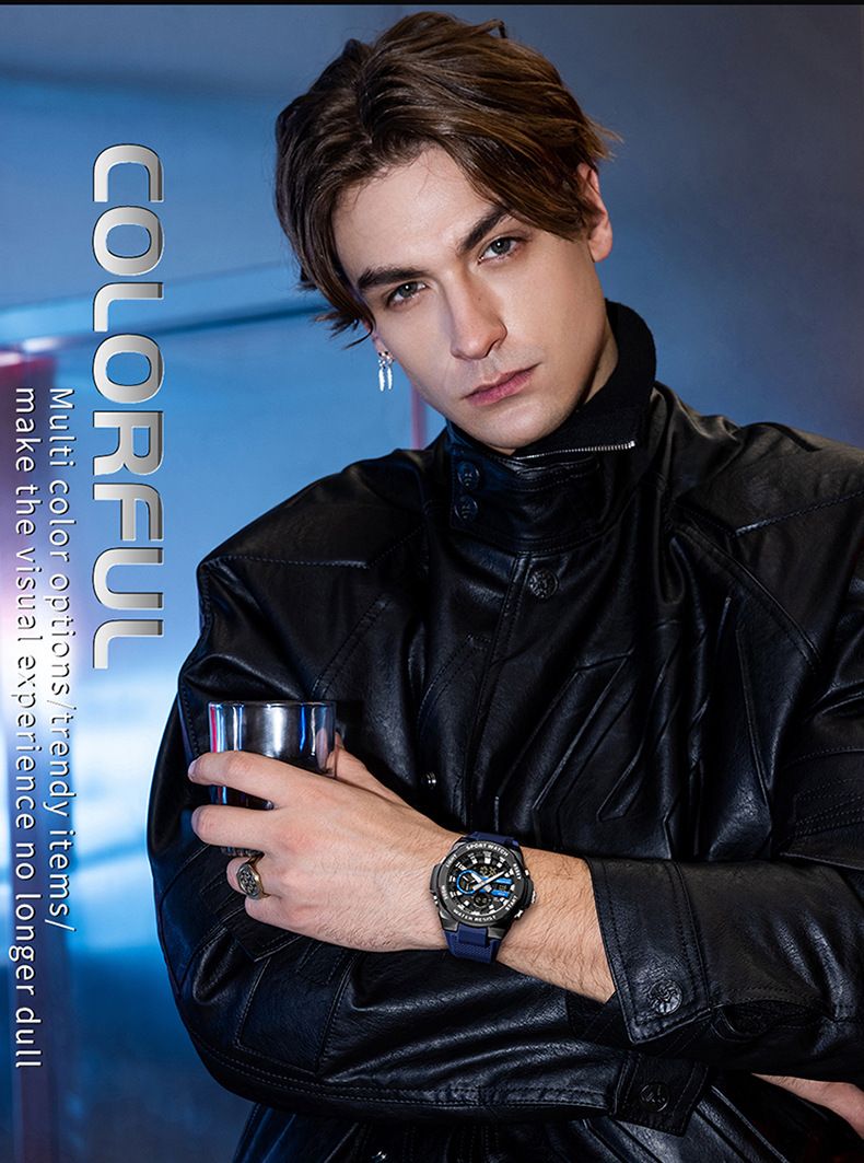 Montre analogique numérique multifonction, étanche, affichage lumineux, alarme et chronomètre pour étudiants et adolescents. Montre de sport lumineuse avec réveil._voghion.com