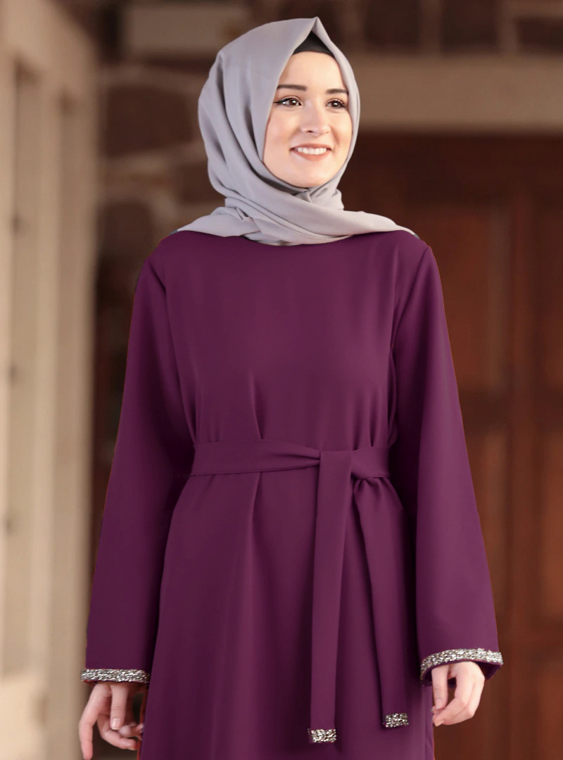 Damenbekleidung Modekleid Abaya Langer Rock Muslimisches Kleid_voghion.com