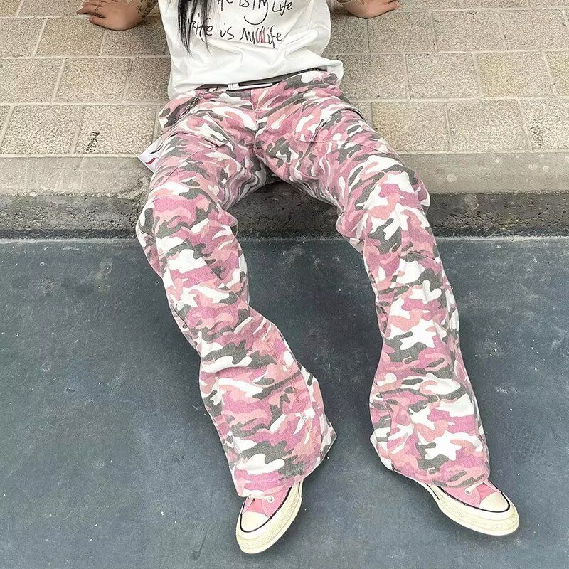 Washed Vintage Cargo Pants – Oversized Camo Parachute Pants With Utility Pockets (S-3XL, Streetwear Unisex Jogger Trousers)_voghion.com