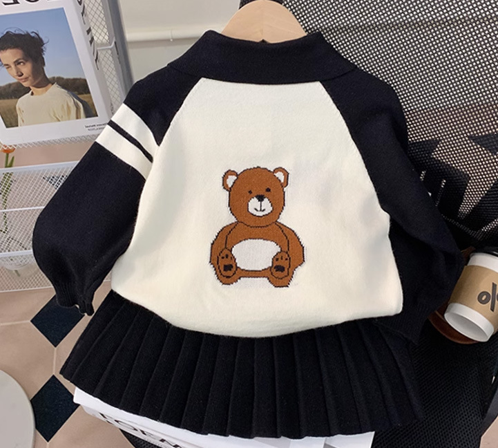 Κοριτσίστικα πλεκτά πουλόβερ φούστα 2023 Νέα παιδικά ρούχα για μωρά άνοιξη φθινόπωρο και μοντέρνα δύο_voghion.com